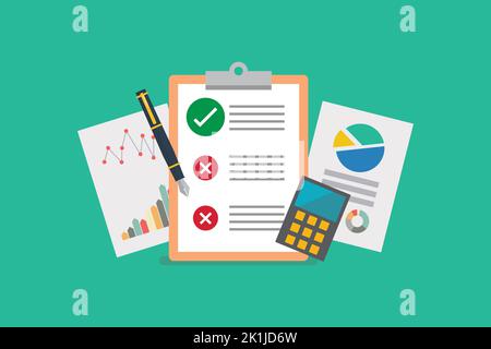 Report documents in flat style. Vector illustration Stock Vector