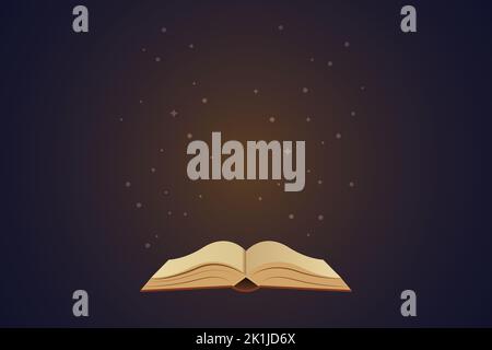 Opened Book With Magic Lights. Vector illustration Stock Vector