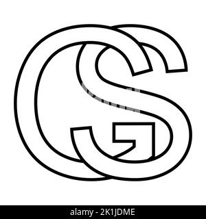 Logo sign gs sg icon nft interlaced letters g s Stock Vector