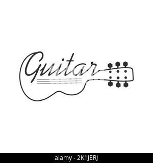 Simple guitar instrument logo design inspiration, Guitar Shop Logo Vector Illustration Stock. Rock music festival logo Stock Vector