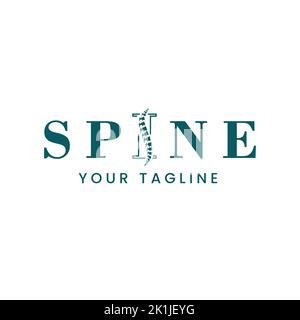 Spine word sign logo on letter I, symbol, icon, design template.medical logo Stock Vector