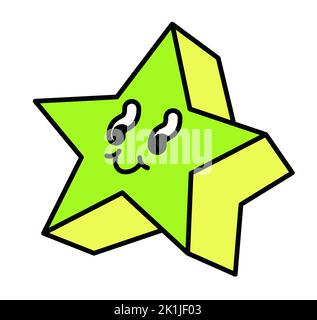 Star character with facial expression, 90s sticker Stock Vector