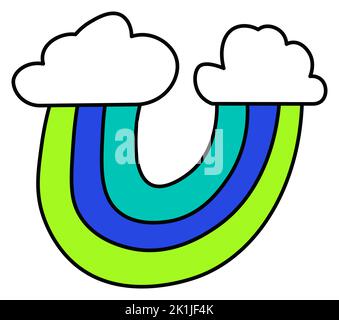 Weather phenomena, rainbow upside down 90s sticker Stock Vector