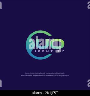 UO Initial letter circular line logo template vector with gradient color Stock Vector