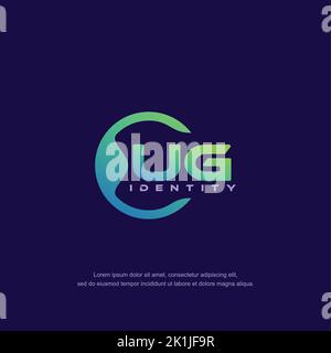 UG Initial letter circular line logo template vector with gradient color Stock Vector