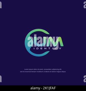 UM Initial letter circular line logo template vector with gradient color Stock Vector