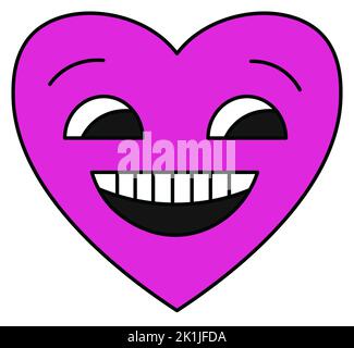 Character in shape of heart, smiling laughing 90s Stock Vector