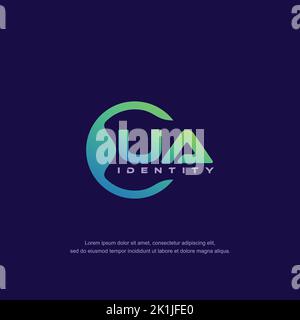 UA Initial letter circular line logo template vector with gradient color Stock Vector