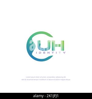 UH Initial letter circular line logo template vector with gradient color Stock Vector