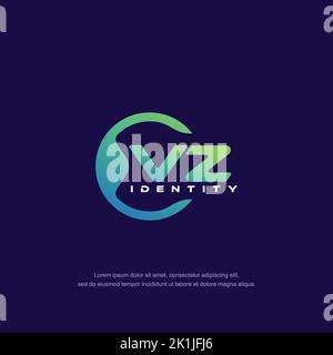 VZ Initial letter circular line logo template vector with gradient color Stock Vector