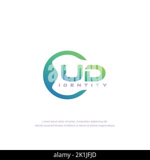 UD Initial letter circular line logo template vector with gradient color Stock Vector
