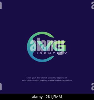 VG Initial letter circular line logo template vector with gradient color Stock Vector