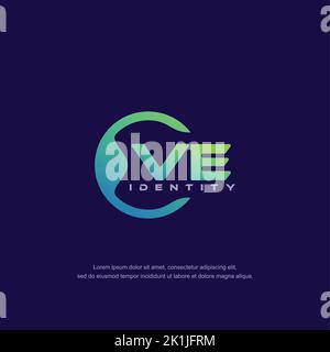VE Initial letter circular line logo template vector with gradient color Stock Vector