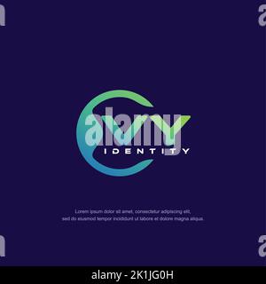 VY Initial letter circular line logo template vector with gradient color Stock Vector