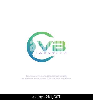 VB Initial letter circular line logo template vector with gradient color Stock Vector