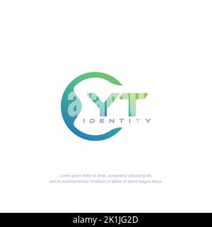 YT Initial letter circular line logo template vector with gradient color Stock Vector