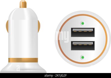 Charger with USB ports, filling battery vector Stock Vector