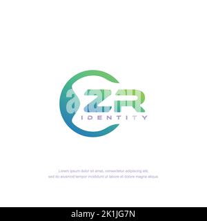 ZR Initial letter circular line logo template vector with gradient color Stock Vector