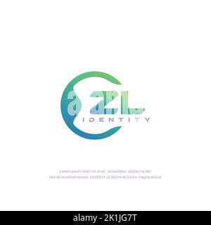 ZL Initial letter circular line logo template vector with gradient color Stock Vector