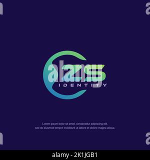 ZS Initial letter circular line logo template vector with gradient color Stock Vector
