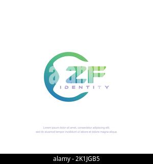 ZF Initial letter circular line logo template vector with gradient color Stock Vector