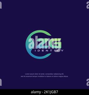 ZG Initial letter circular line logo template vector with gradient color Stock Vector