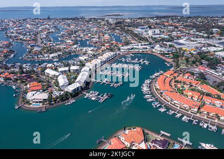 Aerial view of the marina on Raby Bay, Queensland, Australia Stock Photo