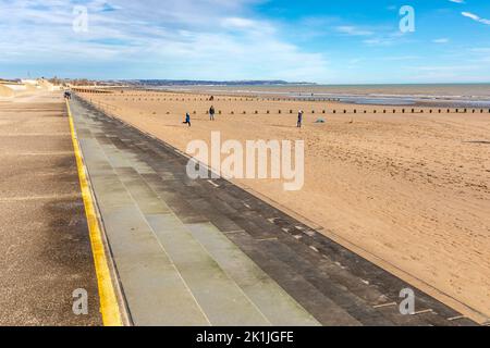 The large, quiet sandy beach at Dymchurch, Kent. Stock Photo