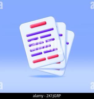 3D White Paper Stack with Text Line Isolated. Stock Vector