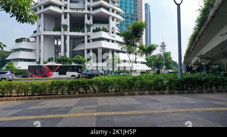 Futuristic and modern design skyscraper building in Jakarta city Stock Photo