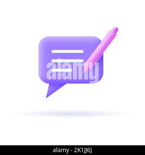 3d bubble with pencil icon. Vector illustration. Stock Vector