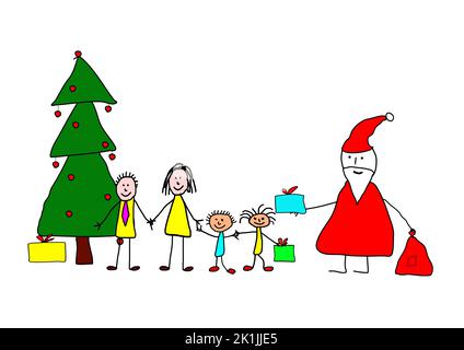 Christmas tree and gifts (child's drawing on the computer Stock Photo -  Alamy