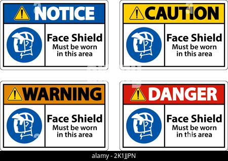 Face Shield Must Be Worn Sign On White Background Stock Vector
