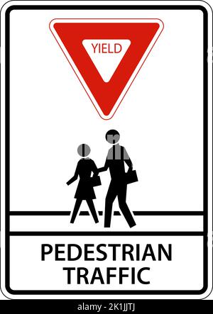 Yield Pedestrian Traffic Sign On White Background Stock Vector