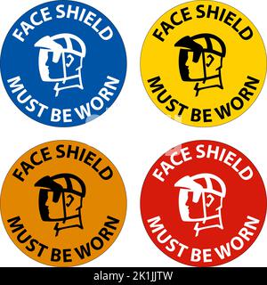 Face Shield Must Be Worn Sign On White Background Stock Vector