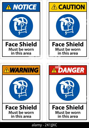 Face Shield Must Be Worn Sign On White Background Stock Vector
