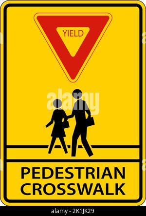 Yield Pedestrian Crosswalk Sign On White Background Stock Vector