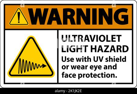 Warning Ultraviolet Light Hazard Label On White Background Stock Vector