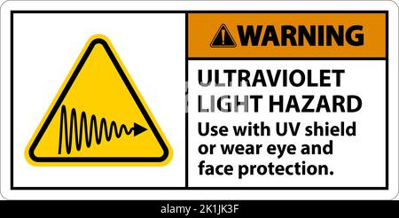 Warning Ultraviolet Light Hazard Label On White Background Stock Vector