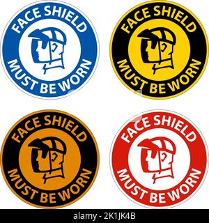 Face Shield Must Be Worn Sign On White Background Stock Vector