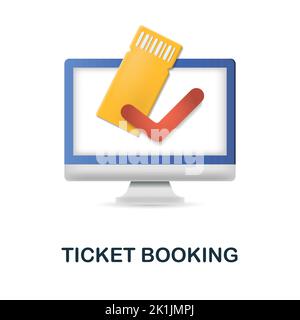 Ticket Booking icon. 3d illustration from internet of things collection. Creative Ticket Booking 3d icon for web design, templates, infographics and Stock Vector