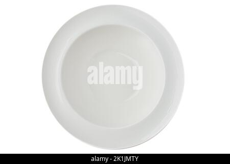 Top view of white ceramic plate isolated on white background Stock Photo