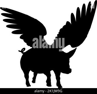 pig with wings silhouette