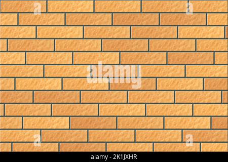 3d image, yellow brick on gray concrete, brick texture background Stock Photo