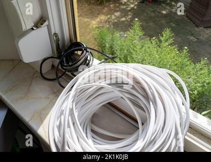 Window is repaired with new seals Stock Photo
