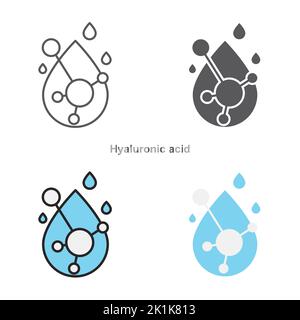 Hyaluronic acid icon set. Vector illustration on white background Stock Vector
