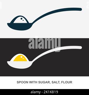 Spoon with sugar, salt, flour or other ingredient line icon. Vector Stock Vector