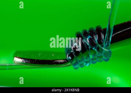 A knot on a fishing hook at high magnification Stock Photo