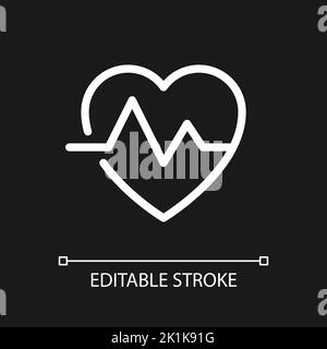 Cardiogram pixel perfect white linear ui icon for dark theme Stock Vector