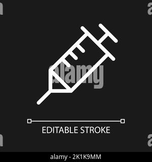 Syringe pixel perfect white linear ui icon for dark theme Stock Vector